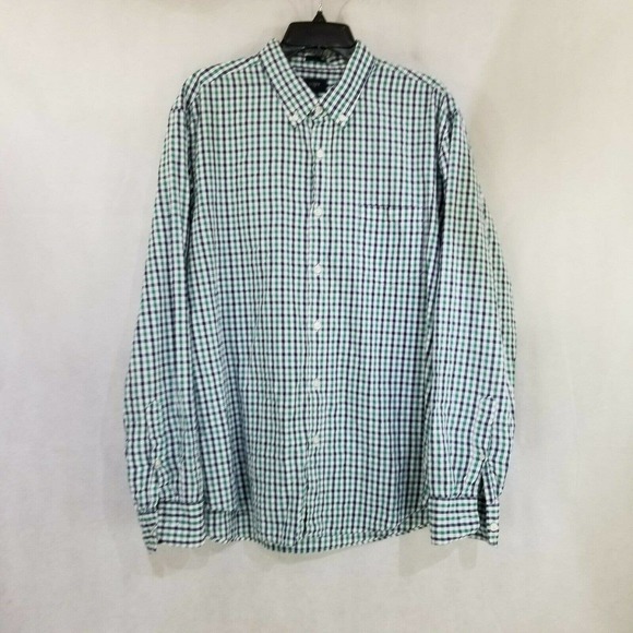 J.CREW Other - J. Crew Mens XL Green White Blue Regular Slim Fit Casual Shirt Check Button Down